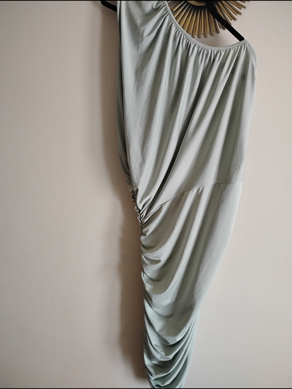 PrettyLittleThing One-Shoulder Sage Green Ruched Dress